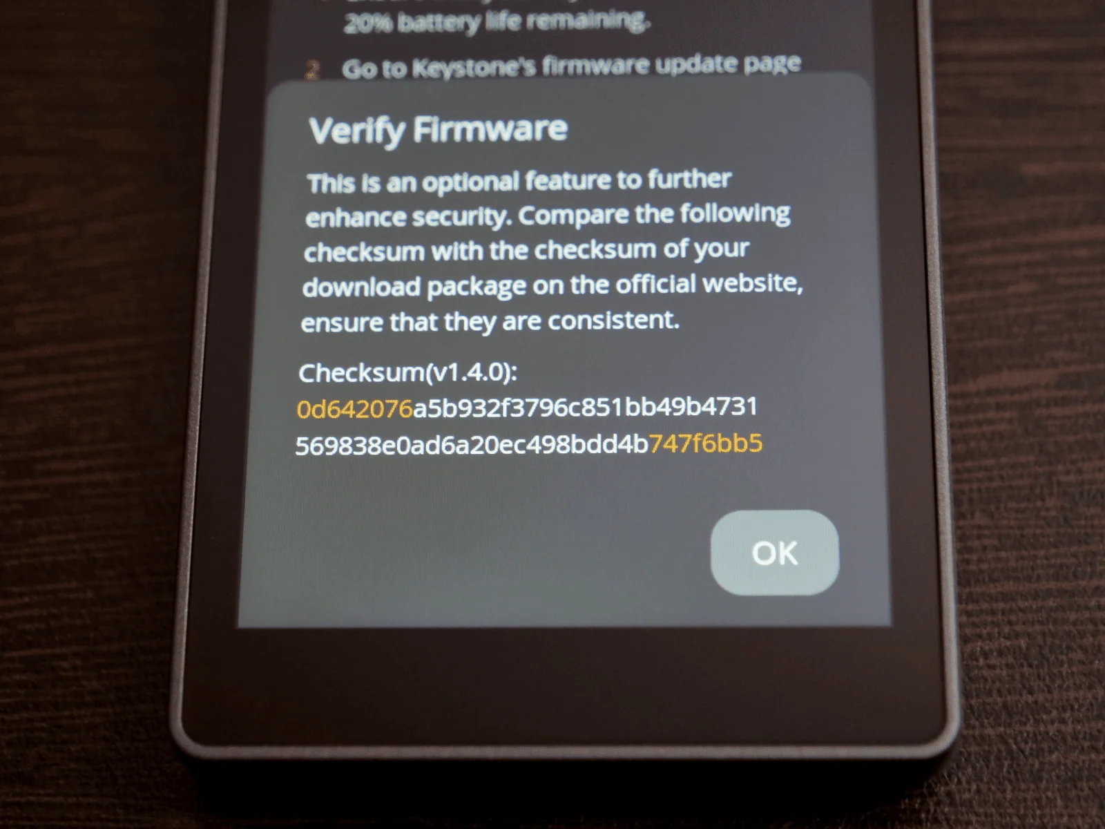 Vérification du firmware